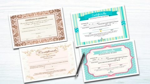 Certificados: Novios, casamiento y nacimiento