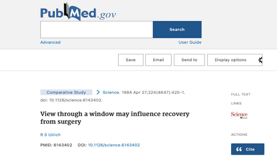 View through a window may influence recovery from surgery￼