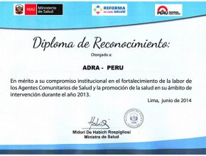 ADRA PERÚ recibe reconocimiento del Estado Peruano