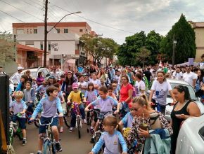 As crianças foram maioria no passeio ciclístico de São Borja. Foto: Maiara Rodrigues. 