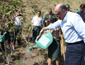 Desbravadores auxiliam governador de SP em plantio de árvores