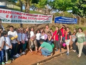 Desbravadores participam de arborização em bairro de Jacarezinho-PR