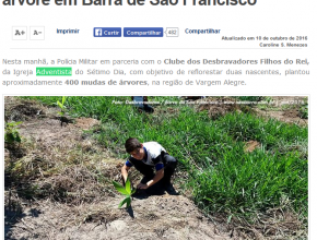 Desbravadores plantam 400 mudas de árvore em Barra de São Francisco