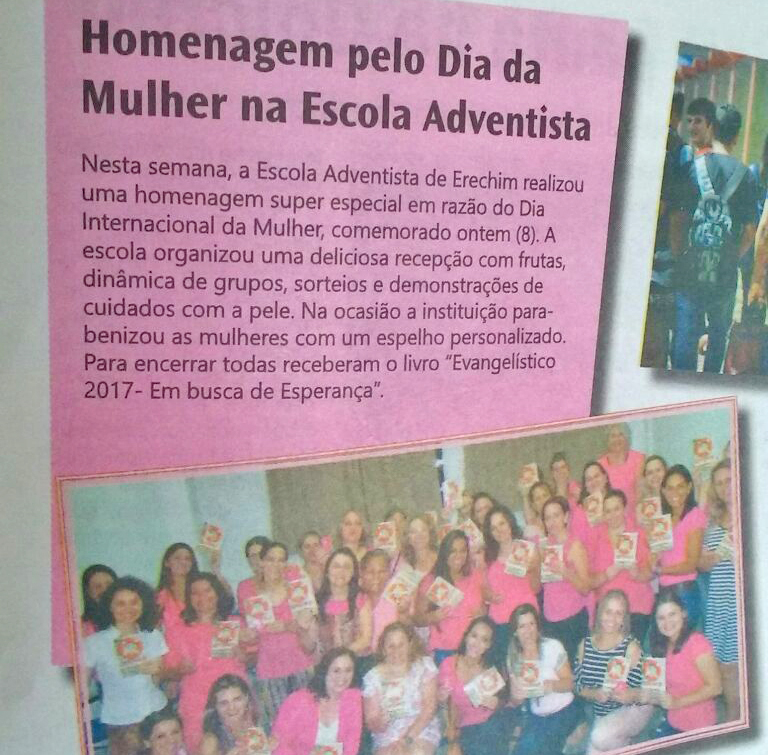 Homenagem feita por escola adventista às mulheres é destaque em jornal de  Erechim - Notícias Adventistas