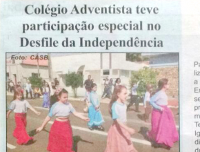 Jornal destaca participação de colégio adventista em desfile cívico em São Borja