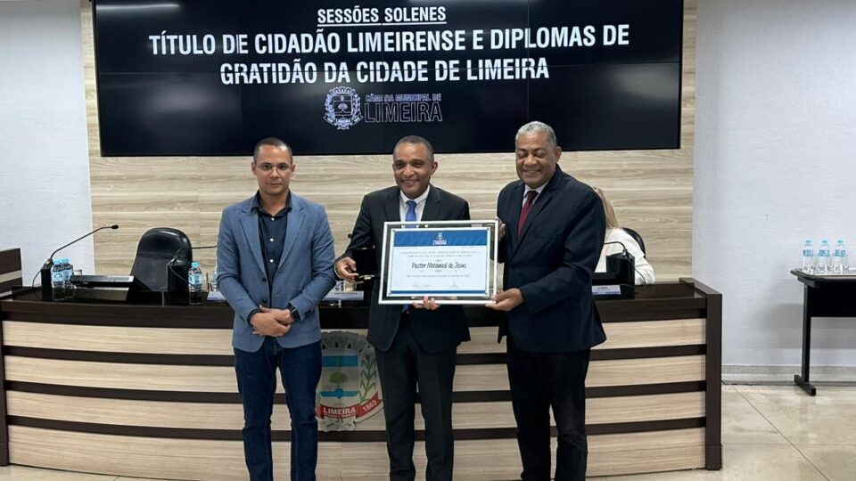 Presidente da camara Municipal: Everton Ferreira, Pastor Natanael de Jesus e Vereador Jorge Freitas.