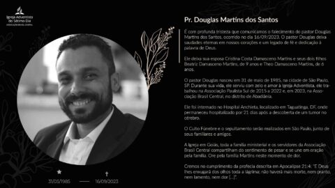 Nota de falecimento | Pr. Douglas Martins dos Santos