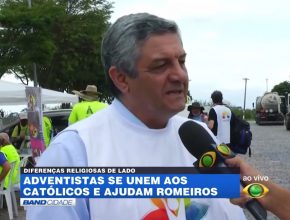Adventistas se unem a católicos e ajudam romeiros - TV Band Vale (ao vivo)