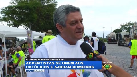 Adventistas se unem a católicos e ajudam romeiros - TV Band Vale (ao vivo)