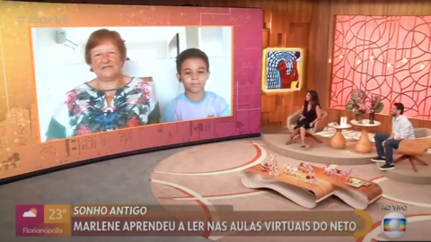 Encontro com Fátima Bernardes- Idosa aprende a ler por meio de aulas virtuais do neto